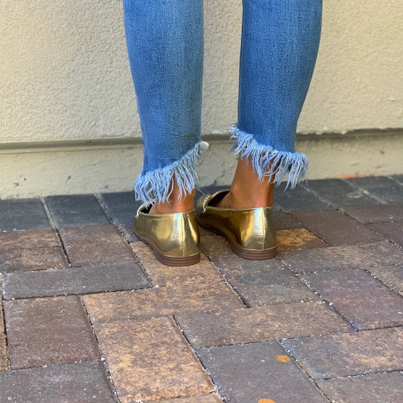 Gold Bar Hardware Slip On Boyfriend Loafers - Picture 7 of 8